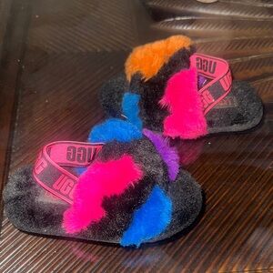 Toddler UGG Multicolor Fluffy Slides